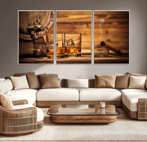 Rustic Whiskey and Barrel Canvas Print