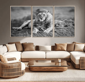 King Forest Lion Wall Art Canvas Print – Framed Majestic