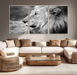 Lion Wall Art Canvas Print – Framed Majestic Wildlife