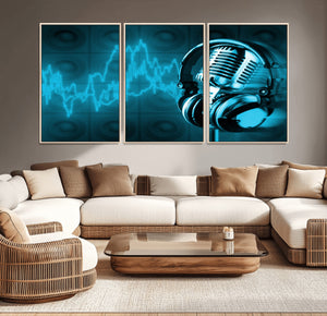 Music and Microphone Wall Art Canvas Print