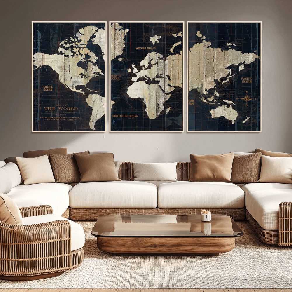 World Map Canvas Print – Detailed Map of the World Wall Art