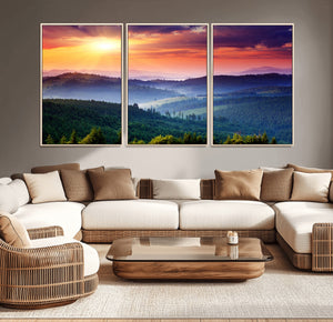 Mountain and Sunset Wall Art Canvas Print
