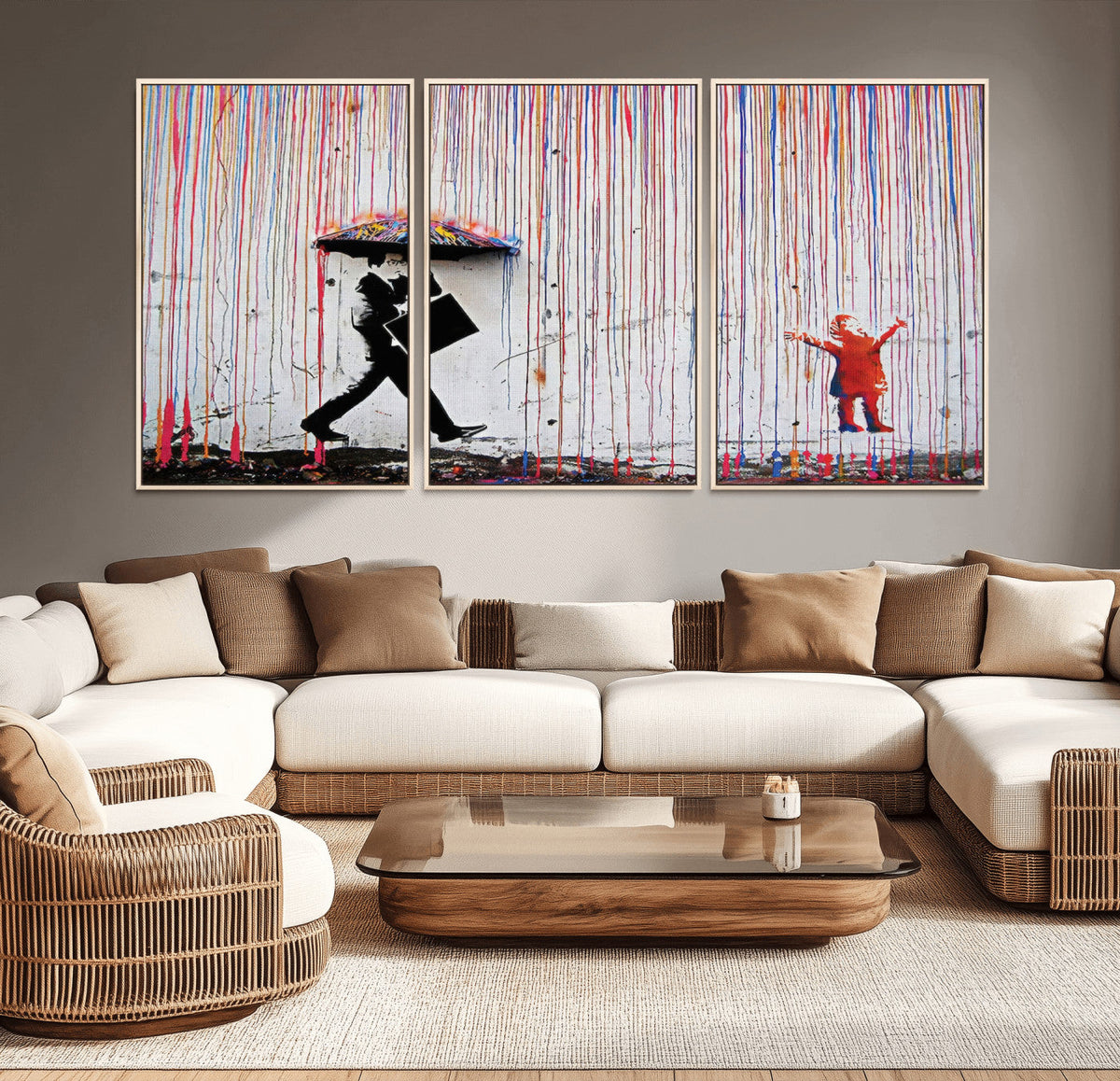 Banksy Wall Art Canvas Print, Framed Graffiti Art Picture