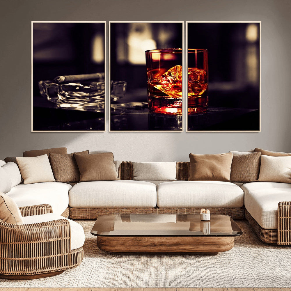 Whiskey and Cigar Canvas – Luxurious Wall Art for Home or