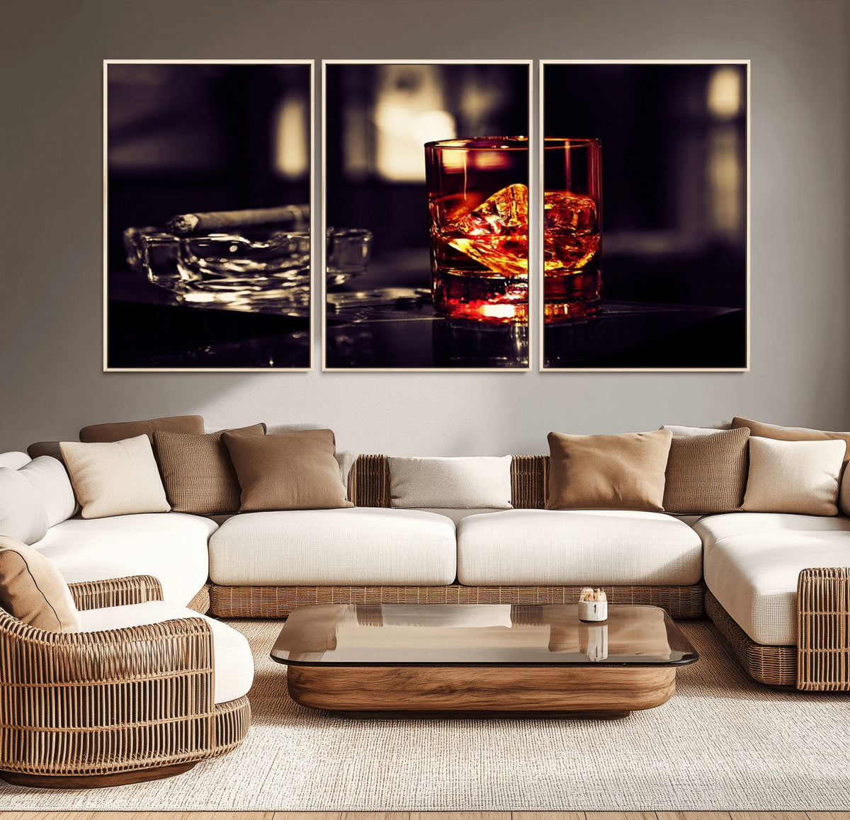 Whiskey and Cigar Canvas – Luxurious Wall Art for Home or