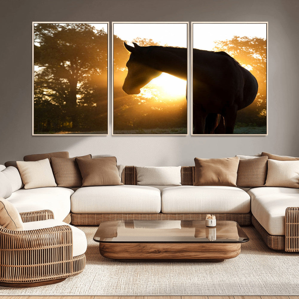 Horse at Sunset Wall Art Animal Canvas Print