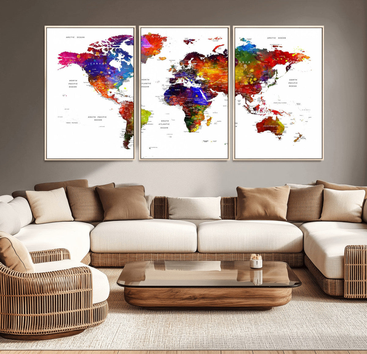 World Map Canvas Print – Detailed Map of the World Wall Art