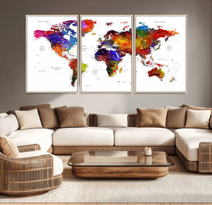 World Map Canvas Print – Detailed Map of the World Wall Art