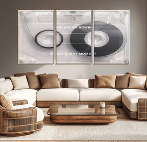 Vintage Cassette Tape Canvas Wall Art - Inspirational 'Life