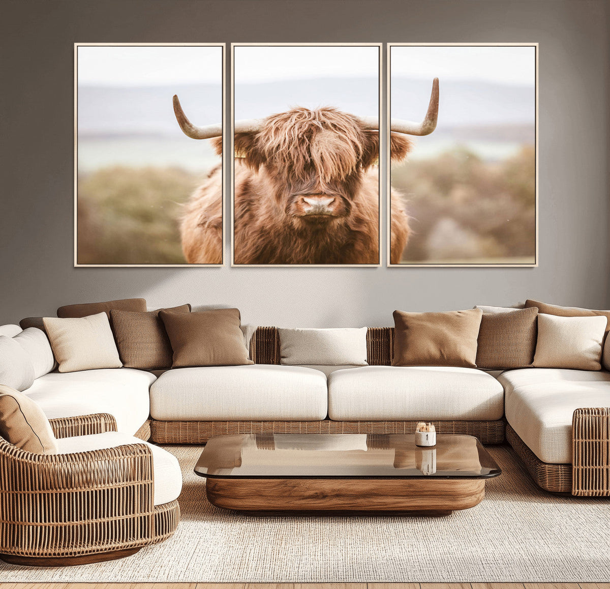 Scottish Serene Highland Cow Canvas Wall Art – Serene