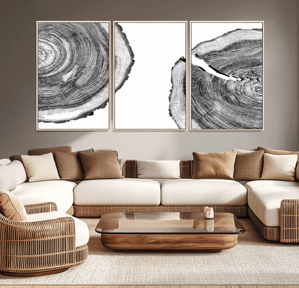 Abstract Large Tree Rings – Minimalist Black and White Wood