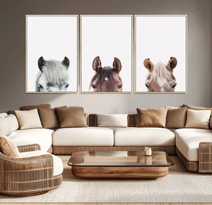 Horse Wall Art - Minimalist Horse Triptych Wall Art – Modern
