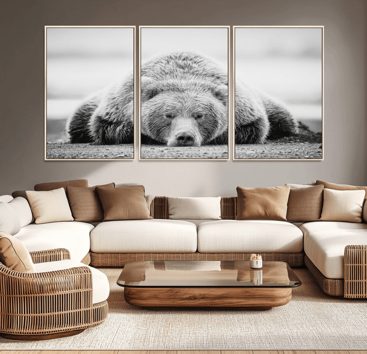 Resting Grizzly Bear Wall Art Canvas Print – Majestic Lazy