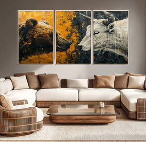 Bear and Bull Wall Art Canvas Print – Abstract Animal