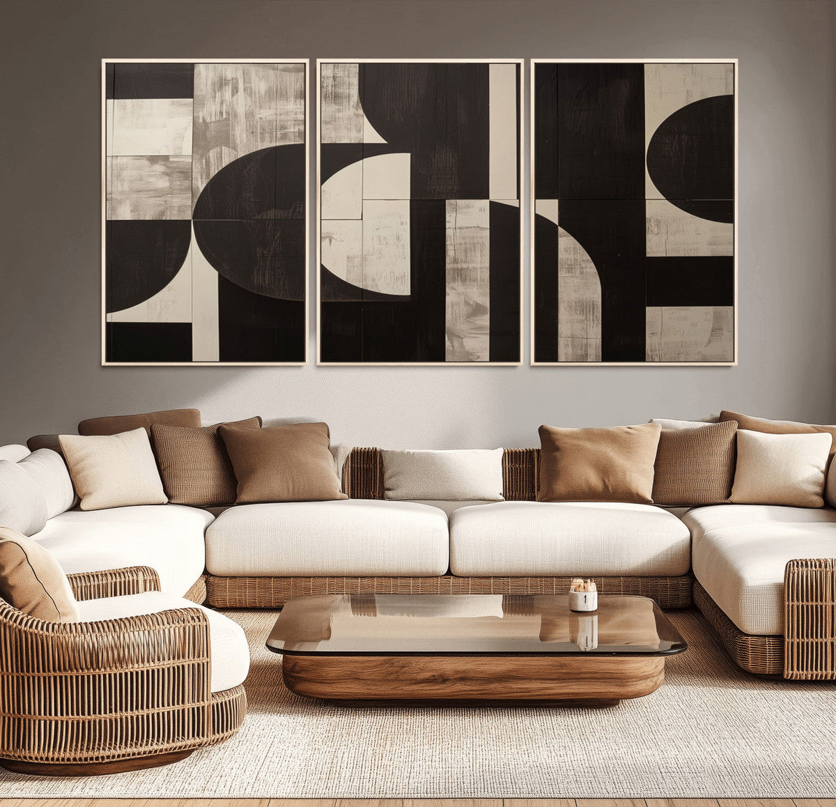 Abstract Brown Wabi Sabi Canvas Print Set – Minimalist