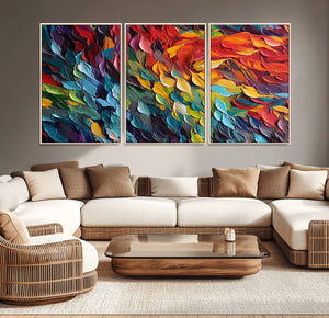 Vibrant Abstract Leaf Wall Art Canvas Print | Bold Colorful