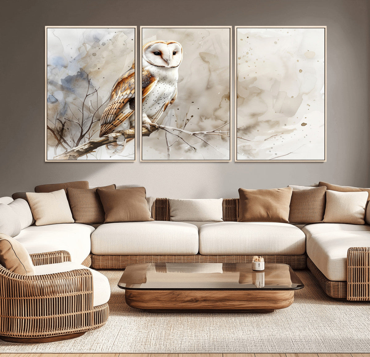Barn Owl Wall Art | Watercolor Canvas Print | Perfect for