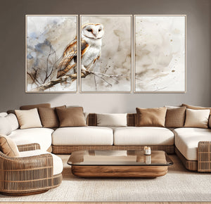 Barn Owl Wall Art | Watercolor Canvas Print | Perfect for
