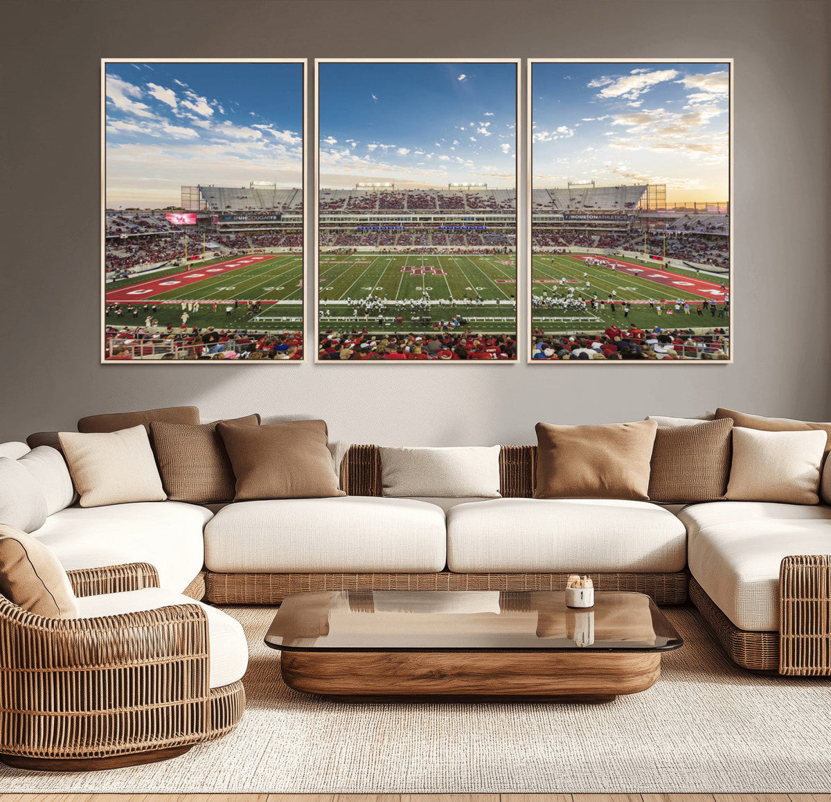 Framed Houston Cougars Football Team Print - Houston TDECU
