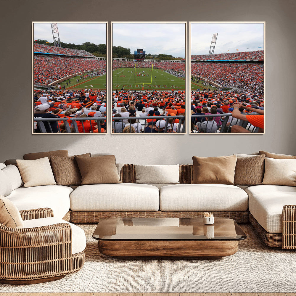 Virginia Cavaliers Football Team Print - Charlottesville Scott Stadium Print Wall Art Canvas