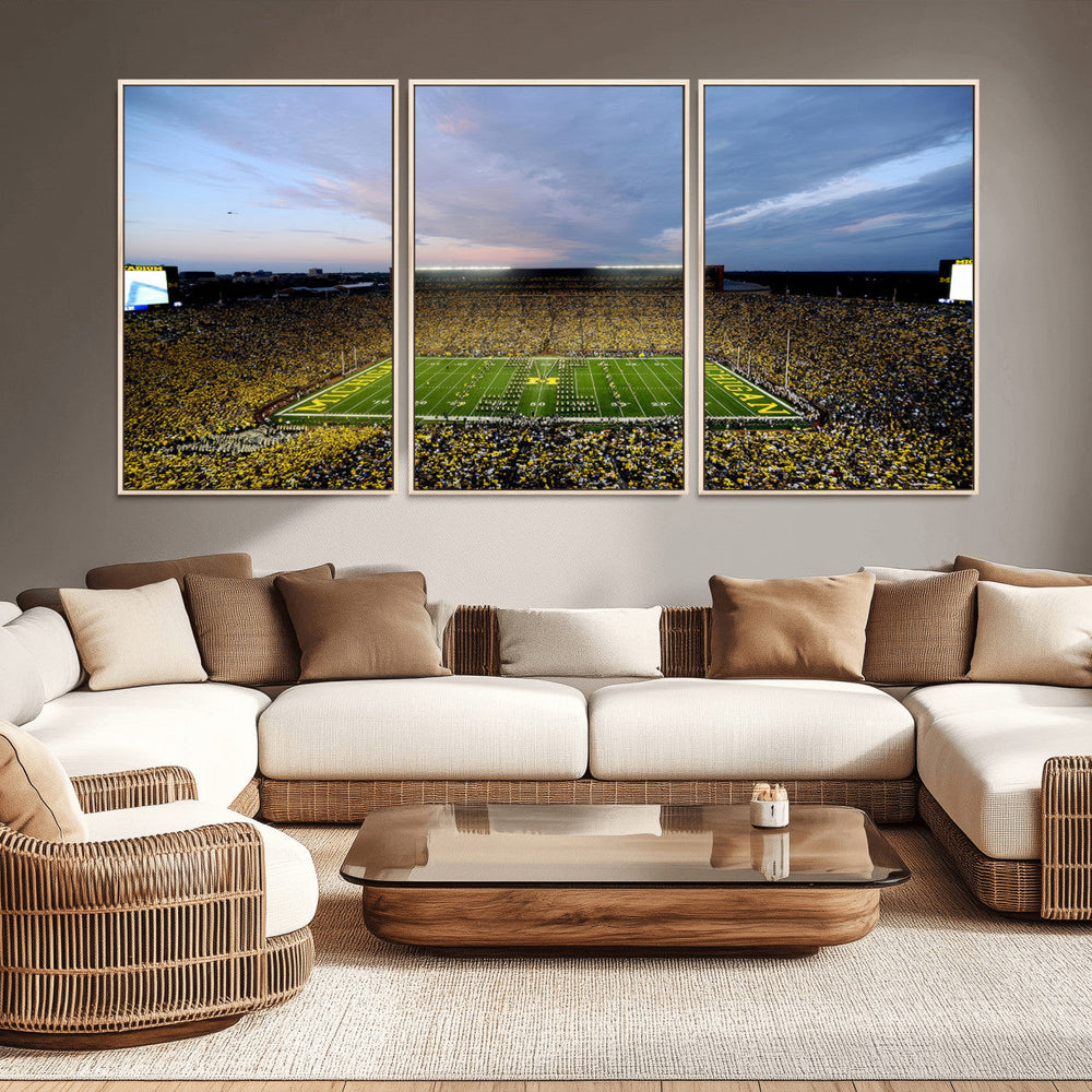 Michigan Stadium Wall Art Canvas Print, Vibrant Game Day