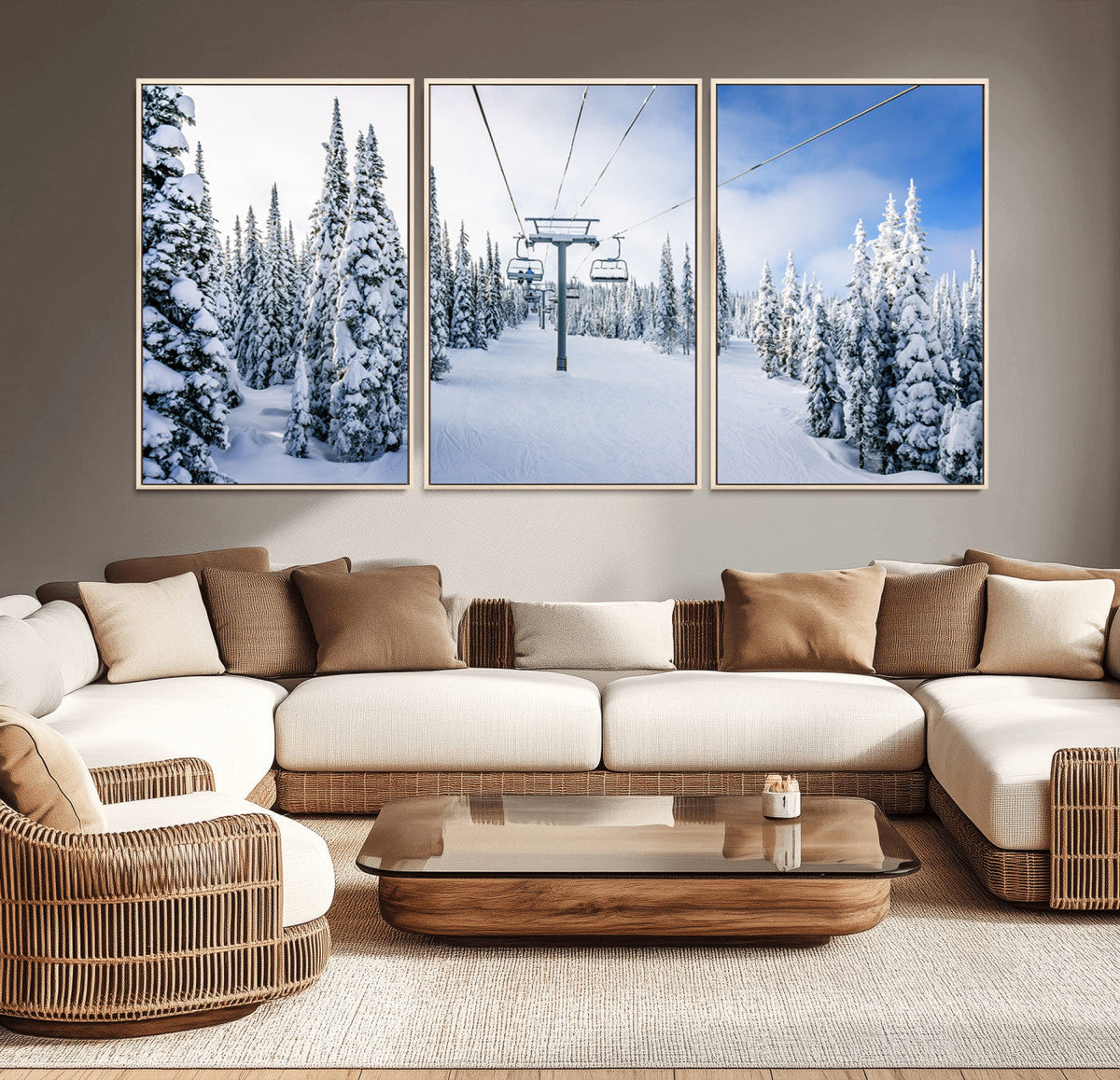 Winter Ski Lift Wall Art Print - Landscape Wall Art | Snowy