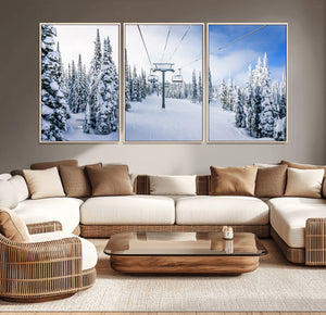 Winter Ski Lift Wall Art Print - Landscape Wall Art | Snowy