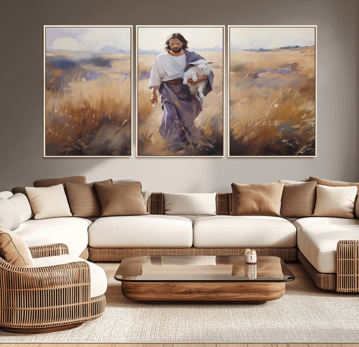 Jesus the Good Shepherd Wall Art Canvas Print - Lost Lamb