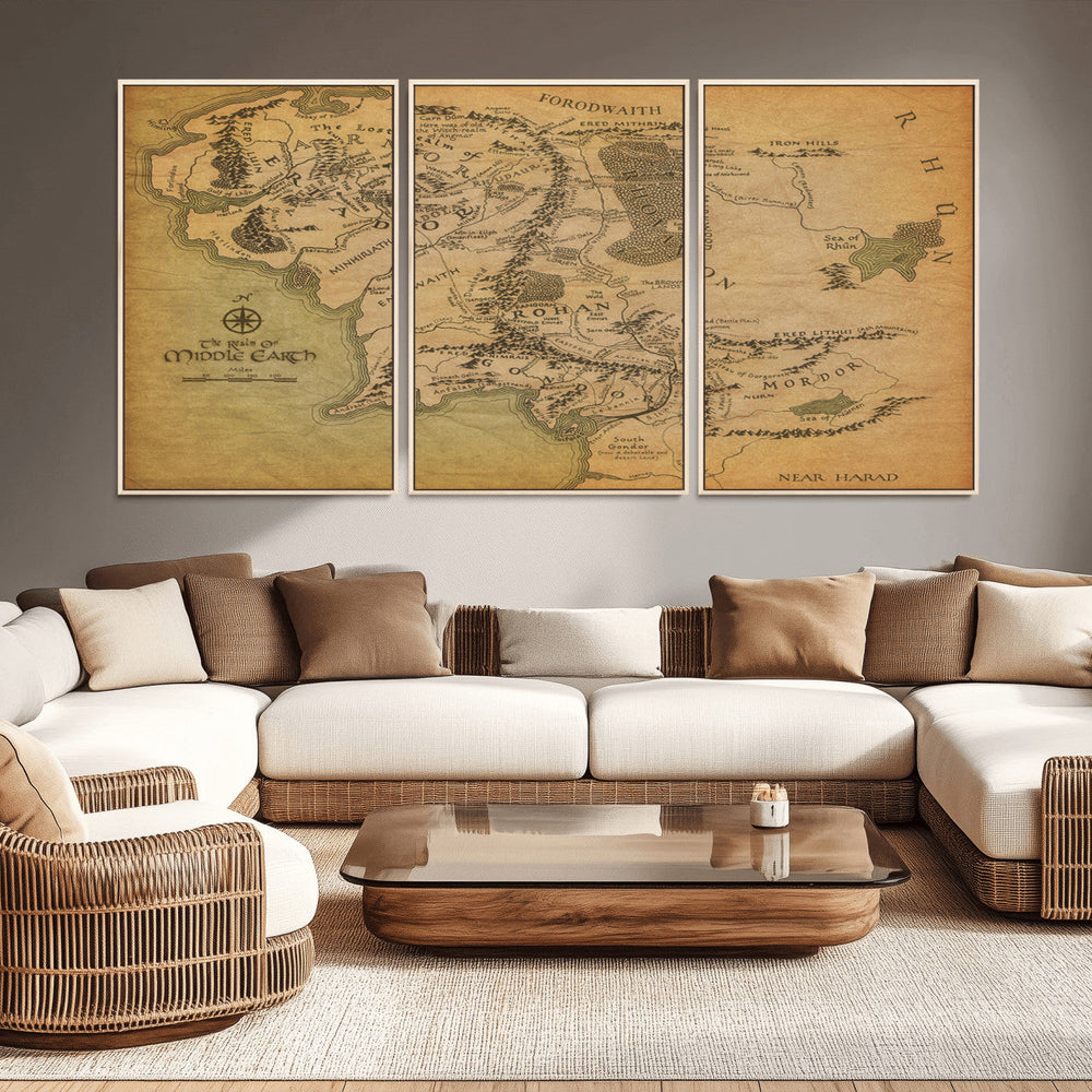 Middle Earth Map Canvas Wall Art – Vintage Fantasy Map
