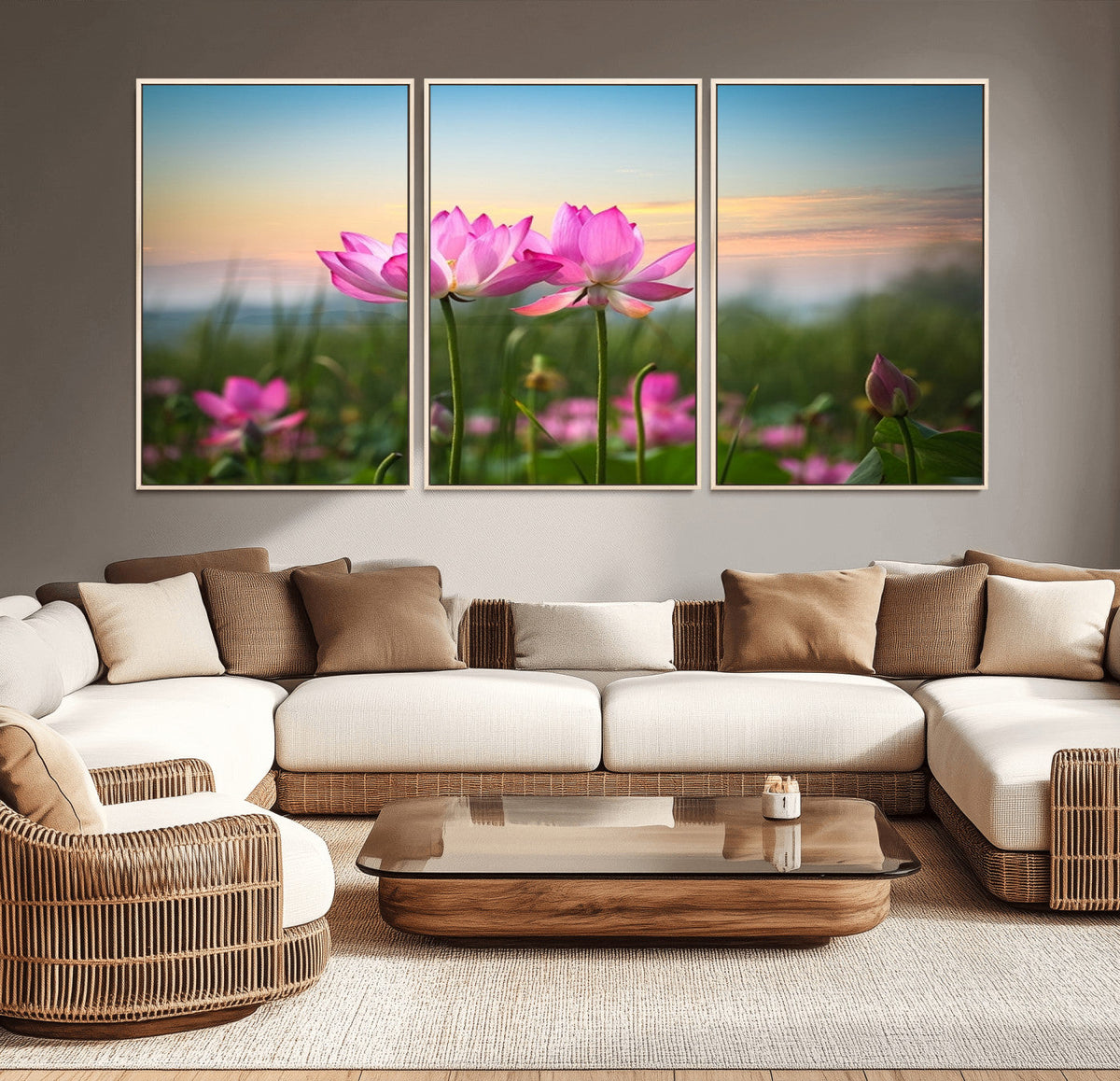 Pink Flower on the Mountain Canvas Print, Framed Pink Flower