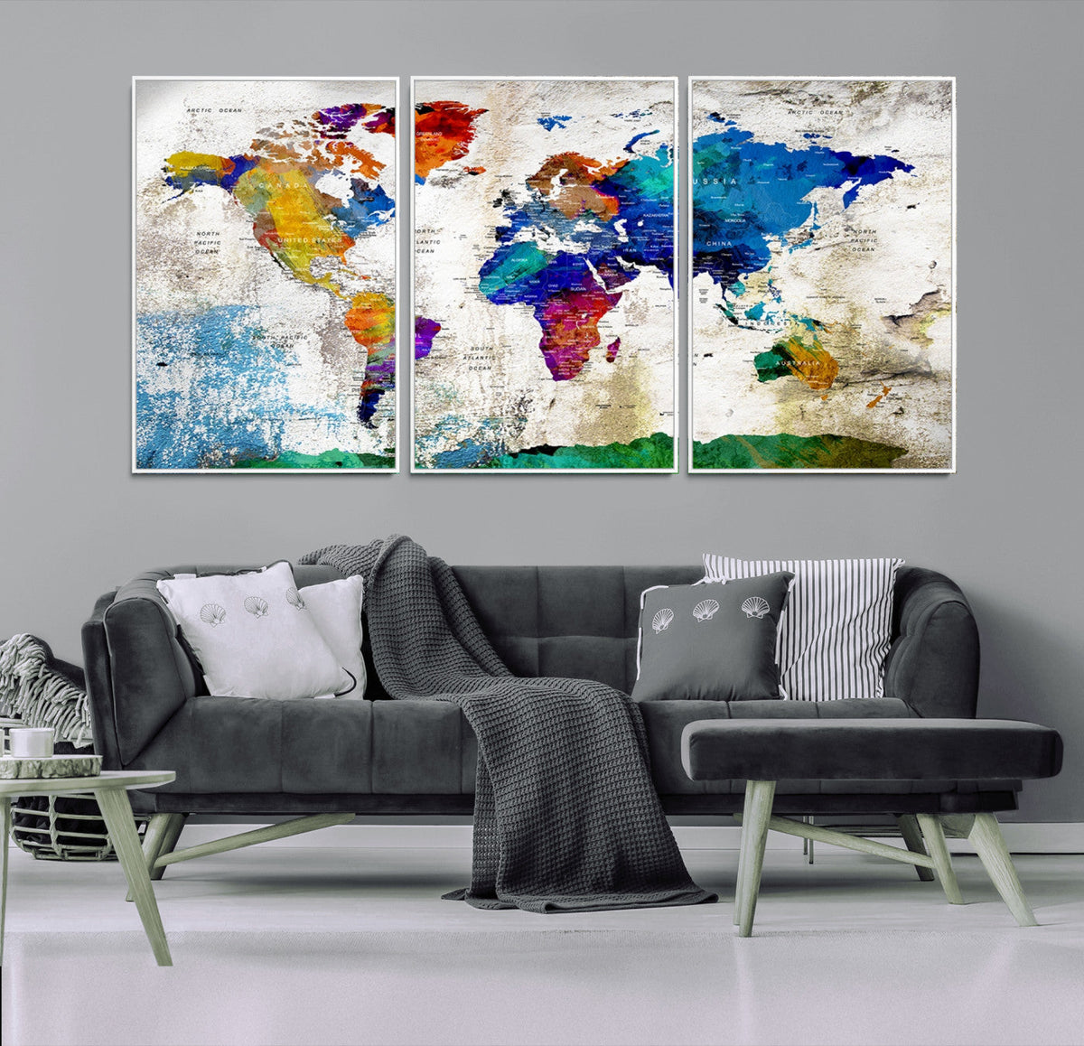 World Map Canvas Print – Framed Travel Map Wall Art for