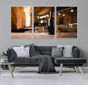 Wine and Bottle Wall Art Canvas Print