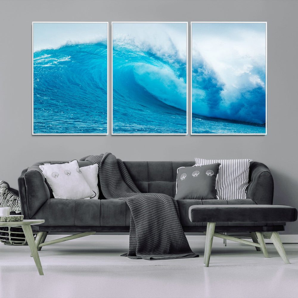 Big Ocean Surfing Wave Wall Art Canvas Print