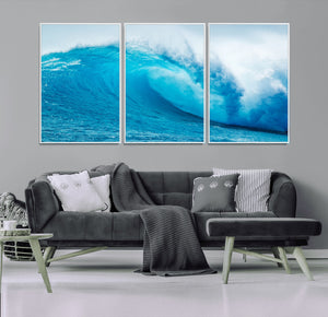 Big Ocean Surfing Wave Wall Art Canvas Print