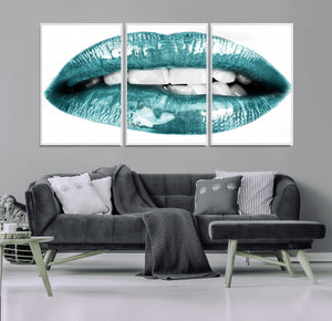 Blue Lips Wall Art Canvas Print