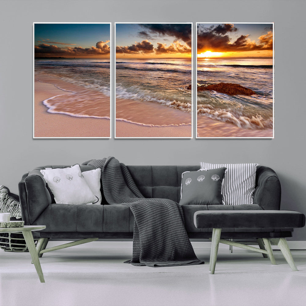Sunset on Ocean Wall Art Canvas Print