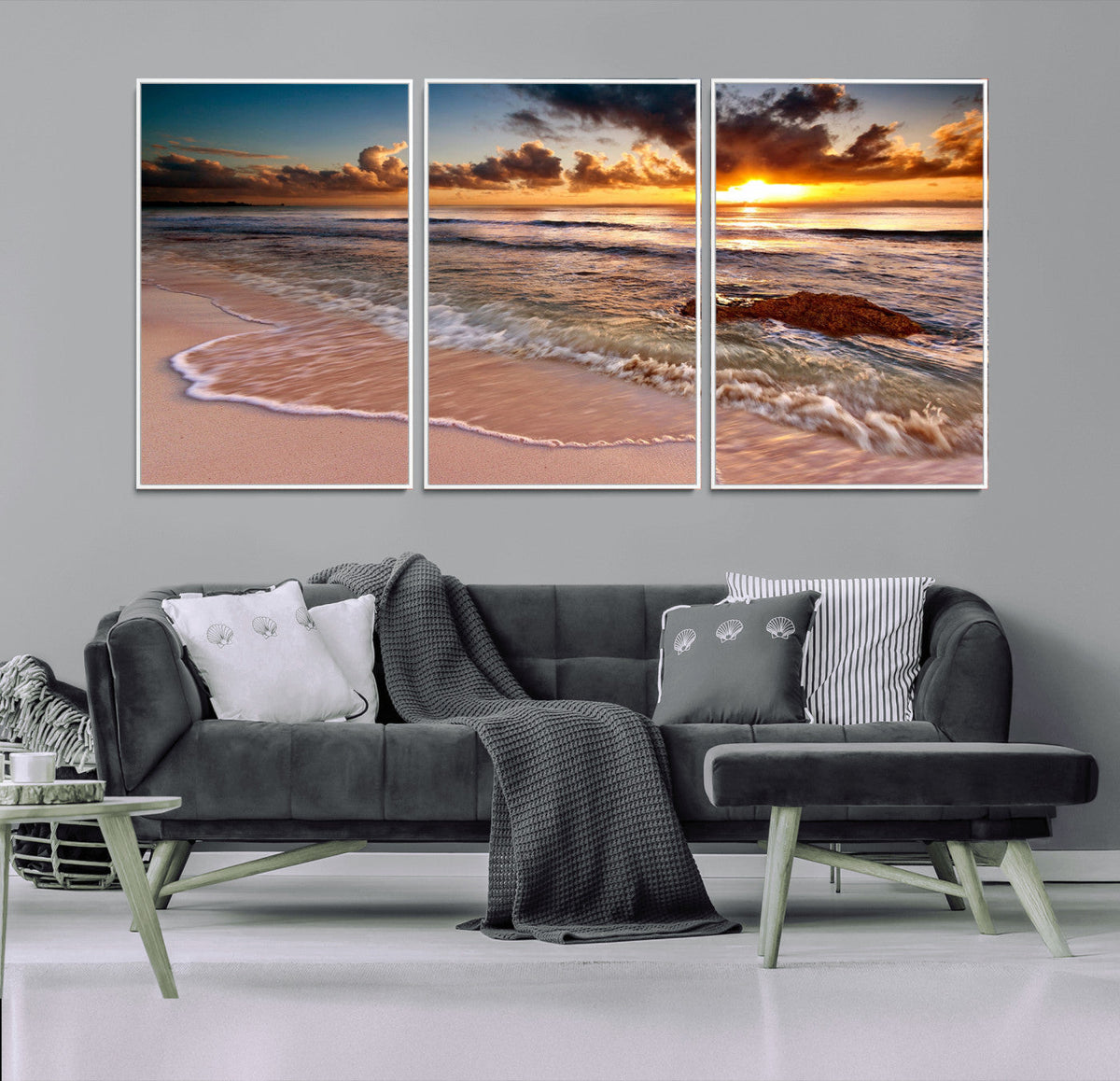 Sunset on Ocean Wall Art Canvas Print
