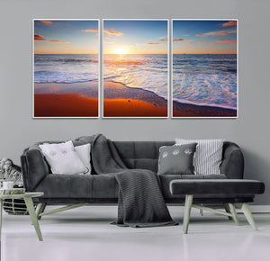 Tropical Ocean Sunset Wall Art Canvas Print, Golden Beach