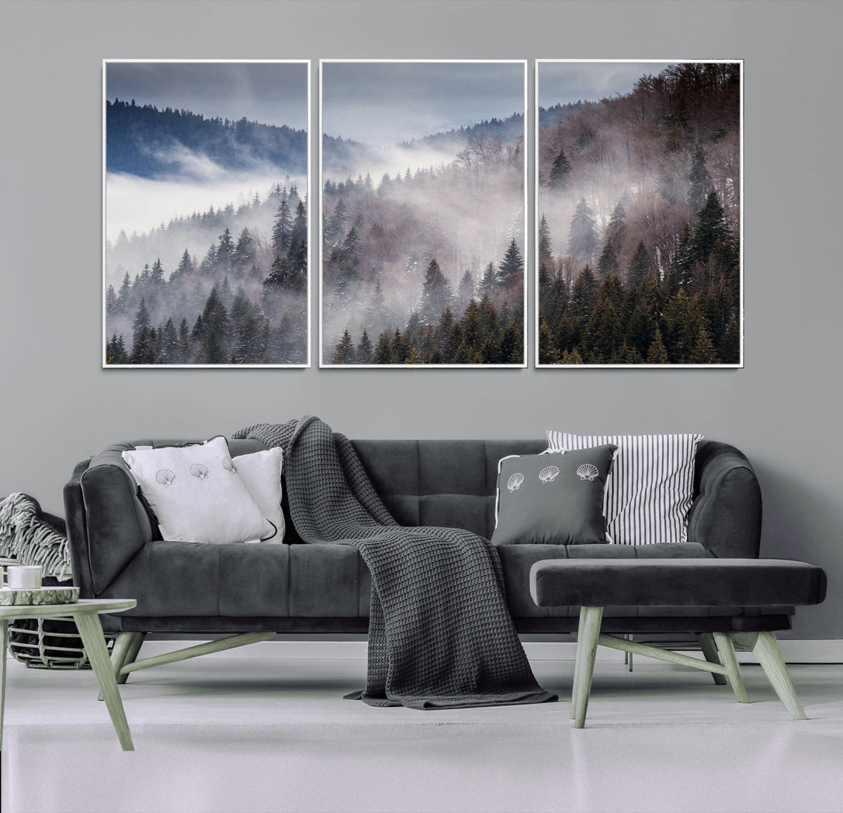 Beautiful Rising Fog in Winter Mountain Landscape- Framed