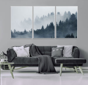 Foggy Pine Forest Wall Art Canvas Print