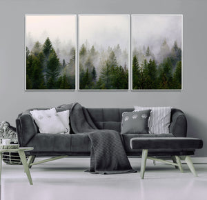 Forest Wall Art Canvas Print | Foggy Forest Wall Art | Pine