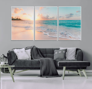 Beach Wall Art - Stunning Ocean Sunset Canvas Print with
