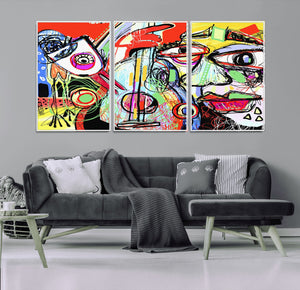 Picasso Style Art Abstract Canvas Wall Art Print , Colorful