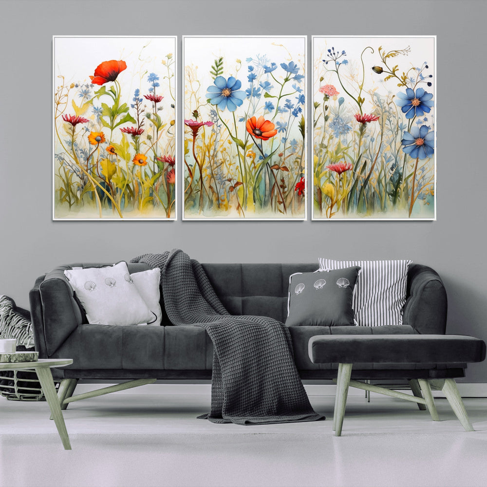 Colorful Wildflower Canvas Wall Art - Vibrant Floral