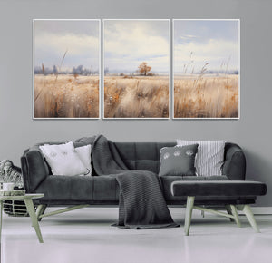 Golden Fields Wall Art Print Canvas – Serene Landscape of