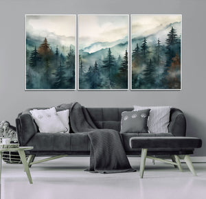 Serenity Forest Wall Art Canvas | Foggy Mountain Landscape