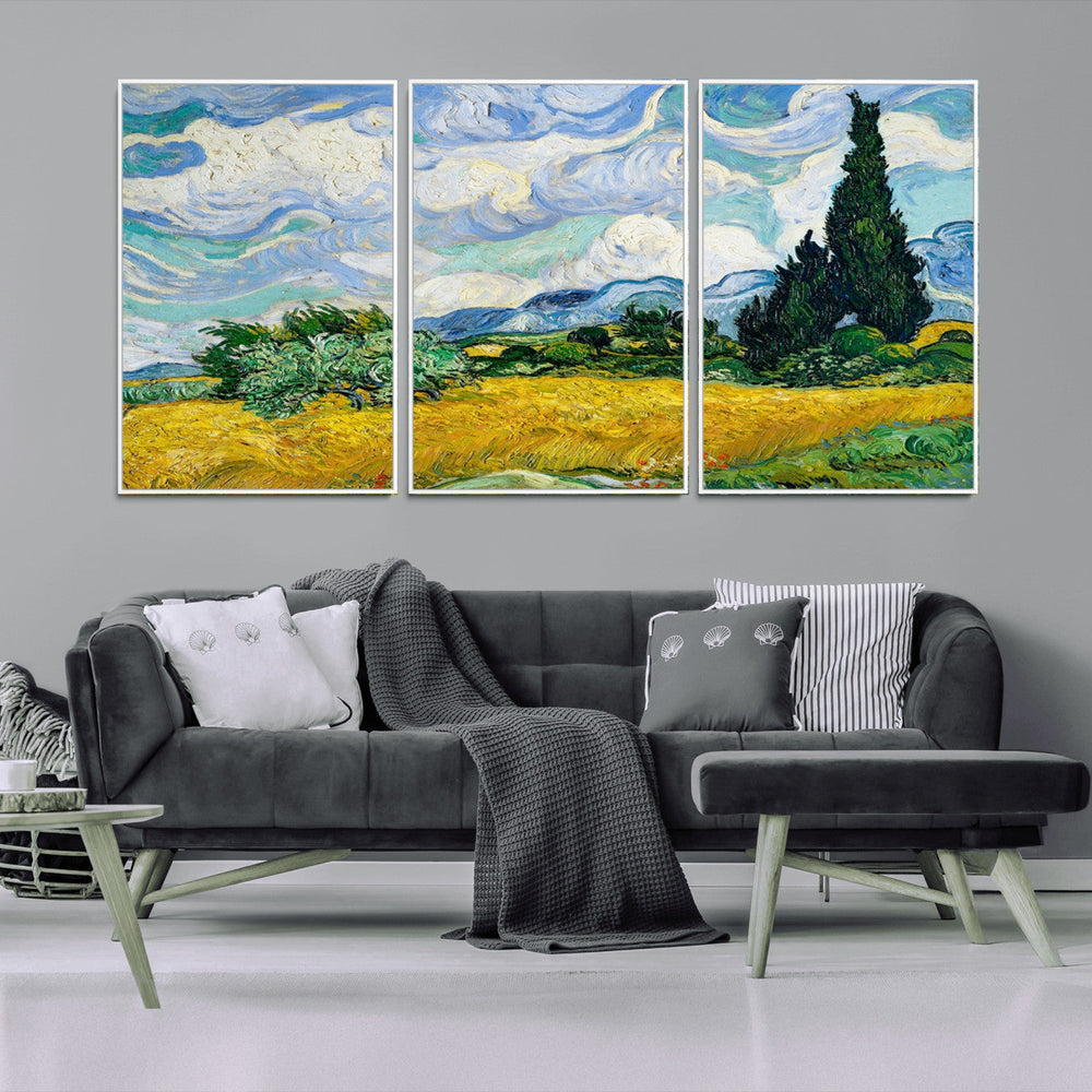 Wheatfield With Cypresses By Van Gogh Painting Wall Art