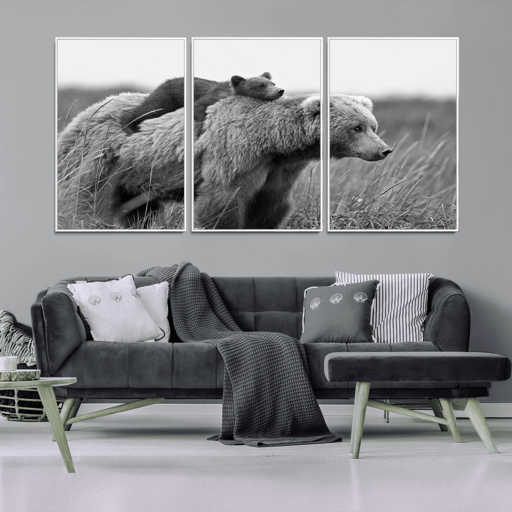 Bear and Cub Wall Art Canvas | 399 Bear Cub