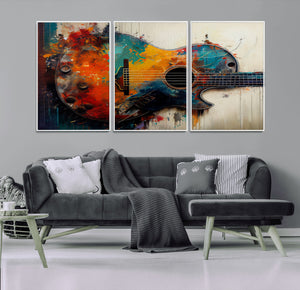 Abstract Guitar Wall Art Canvas | Vibrant Music-Inspired Art