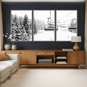 Ski Wall Art - Ski Lift Wall Art Canvas Print Snow Covered